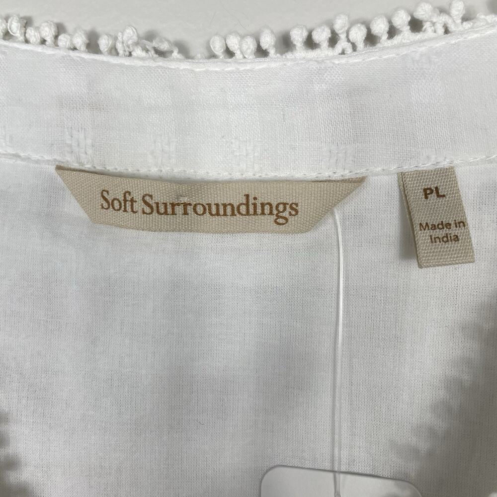 Soft Surroundings Elodie Windowpane Gauze Top Size L Petite White Cotton NEW - Picture 3 of 13